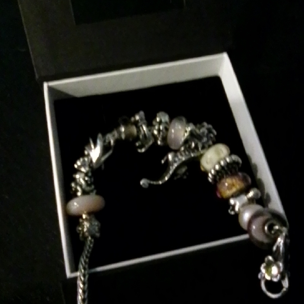 Elegant Trollbead Bracelet 71/2 Inch Comes With Clasp Charms And Beads.